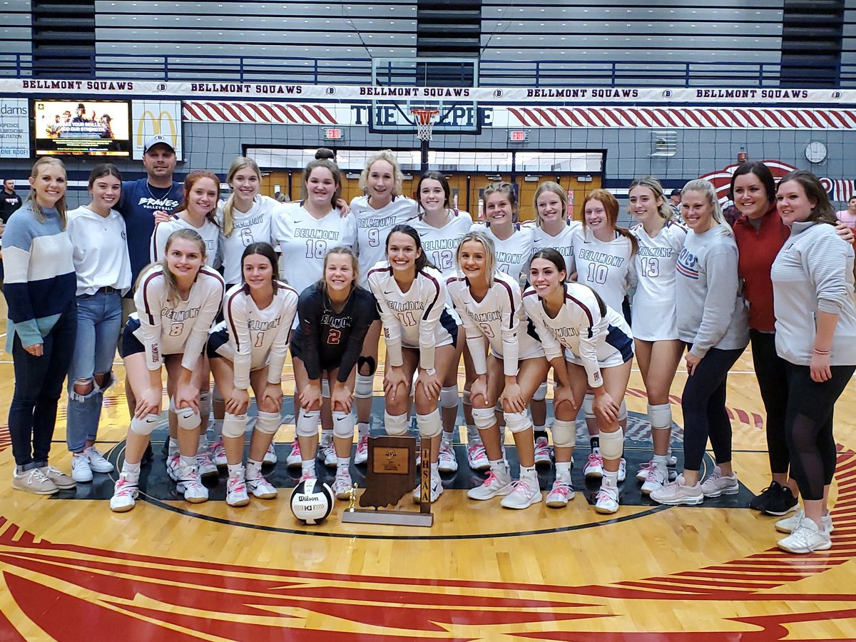 BellmontVB's tweet photo. What a Sectional Journey, this is by far the most emotional run we have made. 17 in a row and we were on the brink twice during the tourney. Determination and desire sum up this group. Bellmont defeats Wapahani 3-2 (24-26, 20-25, 25-15, 25-19, 16-14) #17inarow #BHSquad @ihsvca https://t.co/Kvyw8Uci3x