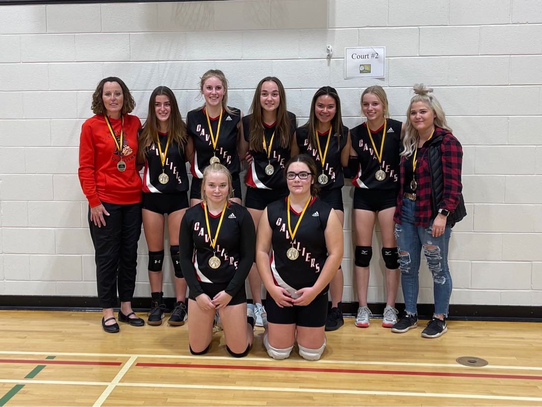 EdgertonSchool's tweet photo. Congratulations to our Sr Girls Team for winning 🥇 Gold on the consolation side in the @WainwrightHigh tournament this weekend! Way to go girls 🏐🦅💗 #GoCavs 🔴⚪️⚫️ https://t.co/ZJUPQ5AwJ7
