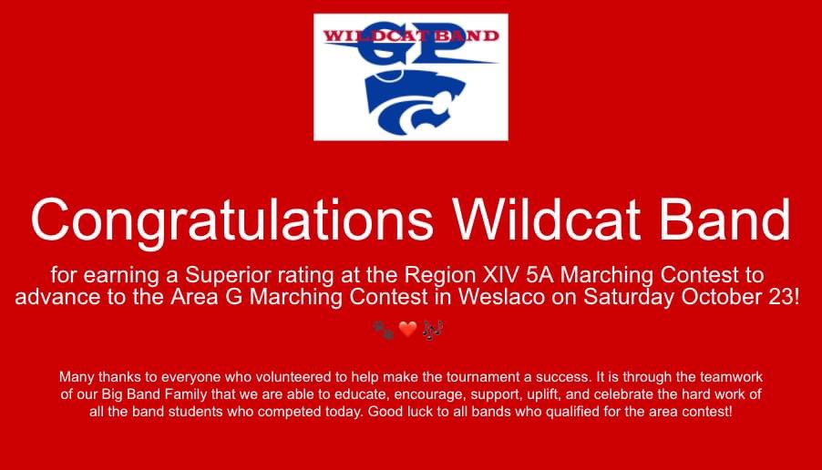 GPWildcatBB's tweet photo. #GPBand #GPPride #BigBandFamily #GoCatsGo #DownTheRabbitHole #AllTheWayToState #RegionXIV #AreaG #5A https://t.co/QxKICuPxSW