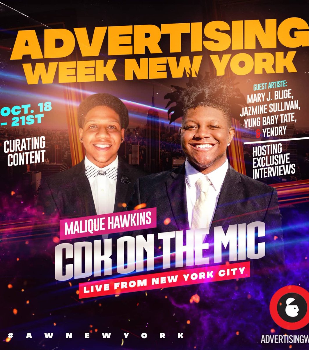 FaithPlusWorks's tweet image. I'm PROUD of my 2 #NCATBabies, @liqfromthepeake &amp;amp; @CDKonthemic2x! 👏🏾🐐 They will be #NY bound tomorrow for @advertisingweek. ✈🙏🏽 They'll be creating content &amp;amp; hosting EXCLUSIVE interviews w/executives from the 🌍's largest companies. It even INCLUDES an evening @ #TheApollo. 🔥