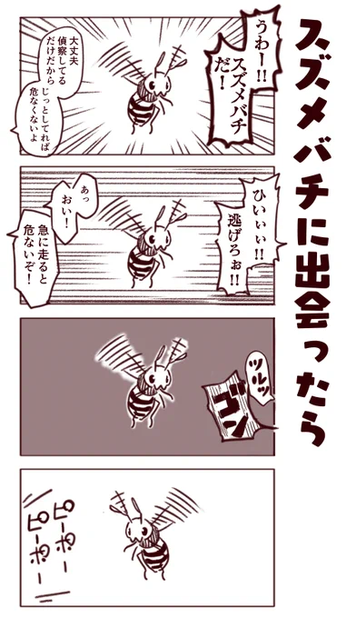 スズメバチが何もせずに人間を観察してるだけのコピペ漫画
 #秋 #スズメバチ 