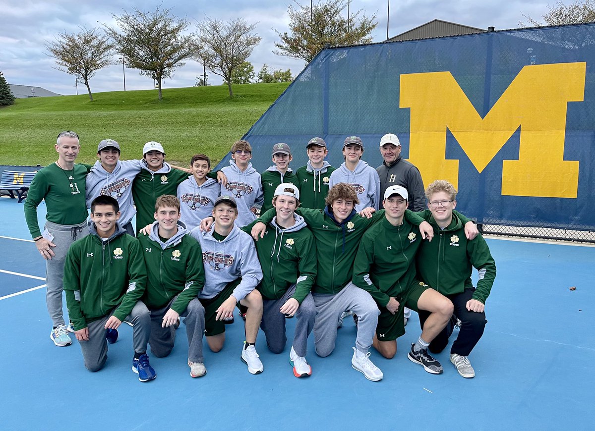 HCPBoysTennis's tweet image. PROUD of this team! T-7th finish at THE STATE FINALS in Ann Arbor! 🍀🎾☘️ #PeakLate #BrickByBrick @HCPIrishSports @HackettCatholic