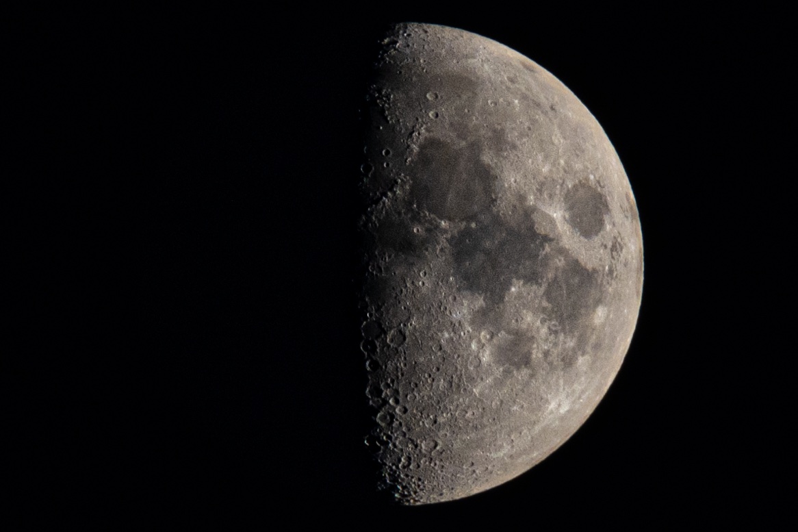 Half the moon, more craters with a new lens.