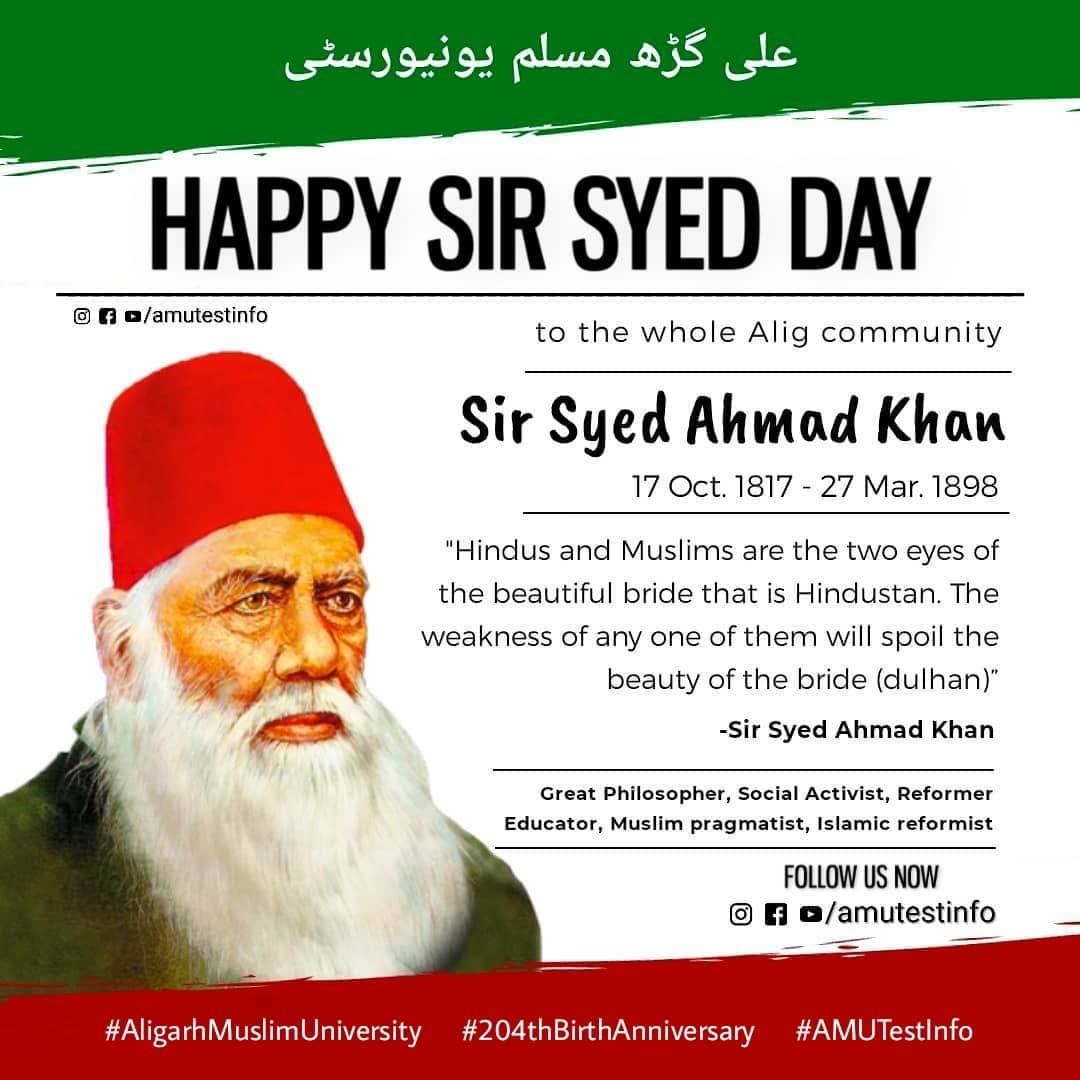 khalid_thakur_'s tweet photo. Happy Sir Syed Day to all 
#AMU 
#SirSyedDay2021
#Amufes 
#Aligs 
#proudalig
#AligarhMuslimUniversity 
#Aligarh https://t.co/faVuOHk1hD