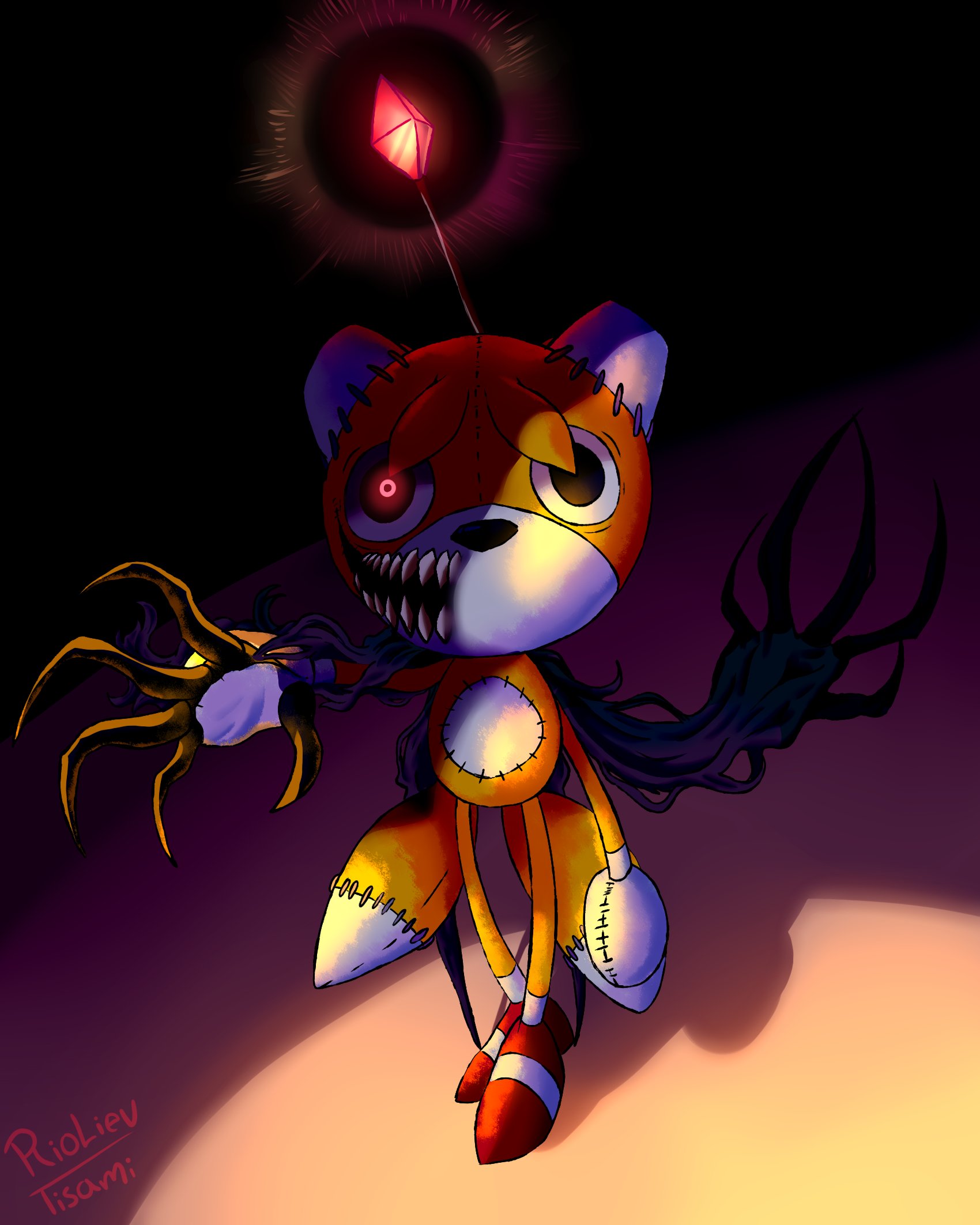 Creepypasta Tails Doll confronts at Sonic R Tails by Abbysek on