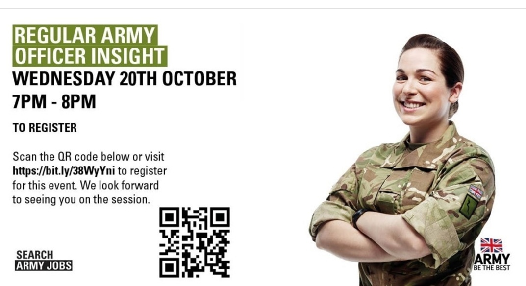 RAnglians's tweet photo. Like what you see about being an Officer in the Infantry and the Royal Anglian Regiment? 

Why not join the 'Regular Army Officer Insight' webinar on Wednesday 20 October 7-8pm. Voices of experience and a Q&amp;A session. 

@RMASandhurst
#Army #Career #profession #soldier https://t.co/nLzElvEFEa
