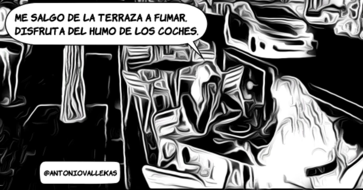 AntonioVallekas's tweet photo. "Sanidad quiere ampliar la ley antitabaco a las terrazas al aire libre" Al aire libre de quΓ©???
#LeyAntiTabaco
#MeRebelo https://t.co/60Hc5HbB9I
