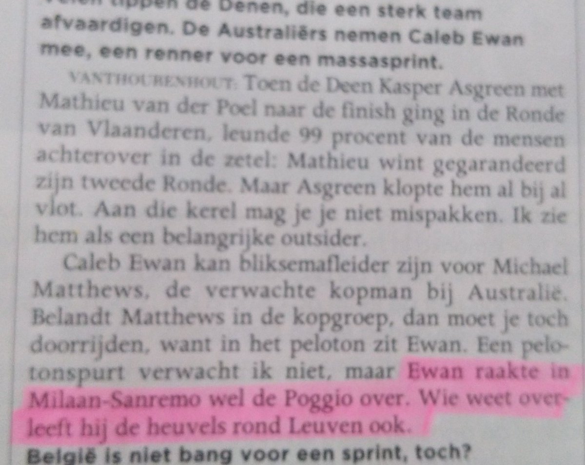 Ik vroeg en vraag me toch af of een bondscoach die een parcours en de concurrentie zo slecht inschat wel geschikt is voor de job. 
(Interview in Knack 21/9)
#flanders2021 #wkleuven