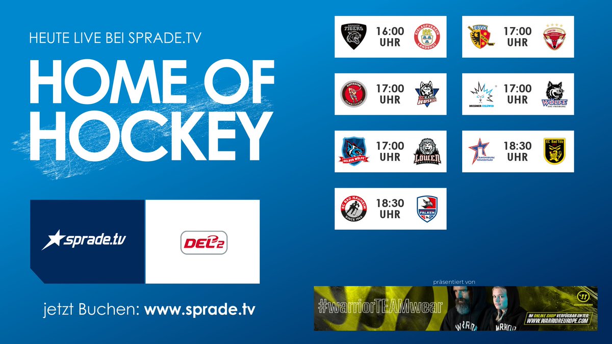 SpradeTV's tweet image. Alle Spiele der DEL 2 gibt es auch heute wieder exklusiv bei uns. Schaltet ein und genießt die volle Dröhung Eishockey.