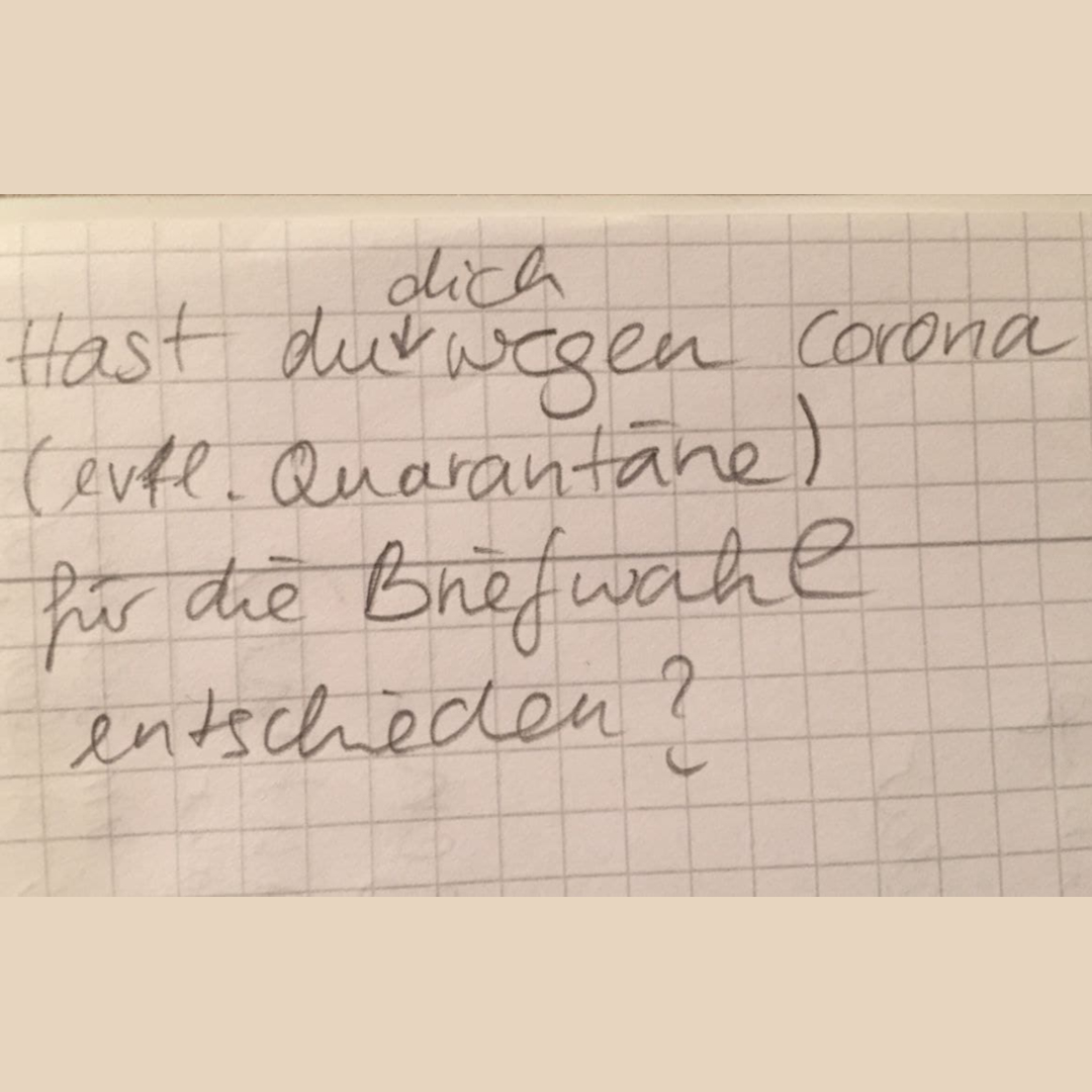 Anna_Kpok's tweet photo. Am Wahlwochenende haben wir im Rahmen von "Wir müssen Reden zur Wahl" (entwickelt mit Schaubude Berlin) telefoniert. Intensive Gespräche die viel Mut für die Hier endlich einige eurer Fragen und die spontanen Antworten.
#antwort #wahl #wmr #telefonperformance #schaubude #annakpok https://t.co/ufhYKkgbVa