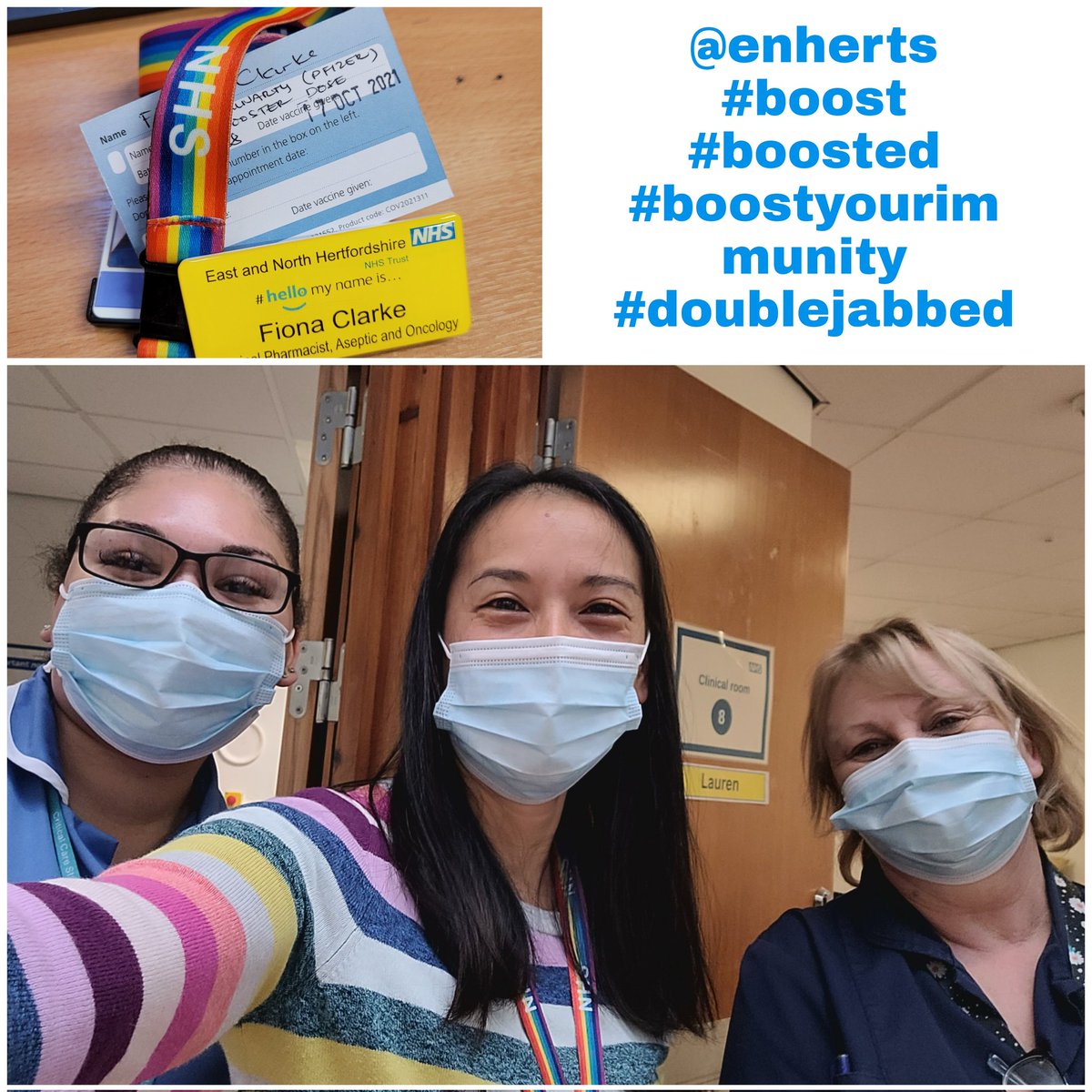 Thanks @enherts vaccine hub Double jabbed today and the service was absolutely seamless, run by wonderful staff.   Even got camera shy Kim and Marie for a cheeky selfie.
I'm now protected and protecting others. #boost #boosted #boostyourimmunity