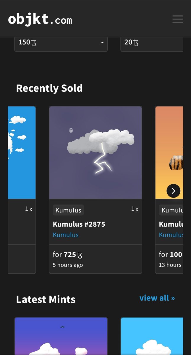 😱 Kumulus 2875 sold a few hours ago for 725 tez 💰
This is hard to believe! Thanks for the support 😍