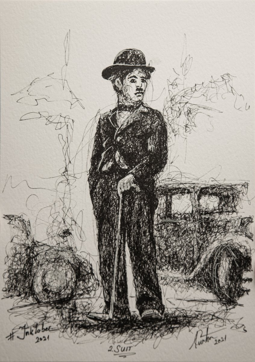 KurthaStudio's tweet photo. for the second day here is Charlie Chaplin, always wearing a suit, even when it falls.Inktober2021 day2 SUIT #Kurtha #Kurtha2021
#KurtaArpadCristian #KurthaArpadKrisztian
#inktober #inktober2021 #myinktoberstory #inktober2021suit
#ink #inkart #art #blackandwhite
#scribbleart https://t.co/0inAf2d6rO