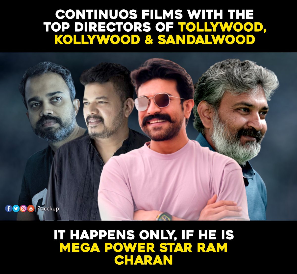 pacckup's tweet photo. Lineup 🔥

#RamCharan #Pacckup https://t.co/Mo6vQUUnDB