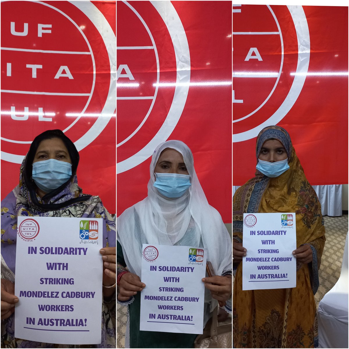 P_F_W_F's tweet photo. #PFWF affiliated unions extended their solidarity with striking #Mondelez #Cadbury workers in Australia. #FairDealForCadburyWorkers #SecureJobs @theamwu #Ausunions https://t.co/3kAeL4b12I