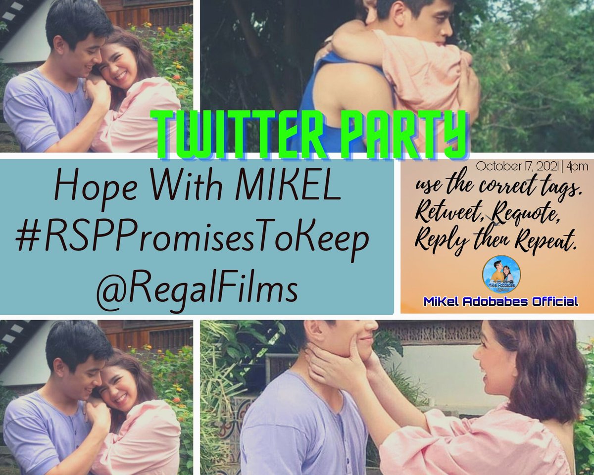Join us in our Twitter Party later at 4pm. Then let's watch Regal Studios Presents "Promises to Keep" at 4:35pm. 

Hope With MIKEL
#RSPPromisesToKeep 
<a href="/RegalFilms/">Regal Entertainment Inc.</a>