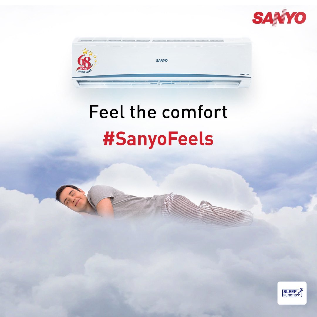 Comfort just got better with the Sleep Function which makes #SanyoFeels like cloud nine at home.

#Sanyo #technology #inverterAC #SplitAC #chilling #saving #autumn #autumn2021 #cooling