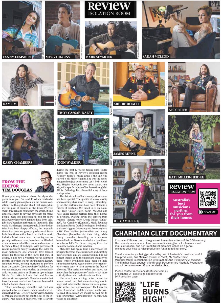 Andrew_McMillen's tweet photo. Massive thanks and respect to all the wonderful Australian musicians who shared their talents in intimate home performances for the second season of Review’s Isolation Room series. Playlist of all 52 videos: https://t.co/RppbH1MJen @australian #reviewsisolationroom #isolationroom https://t.co/65YI7FqxAg