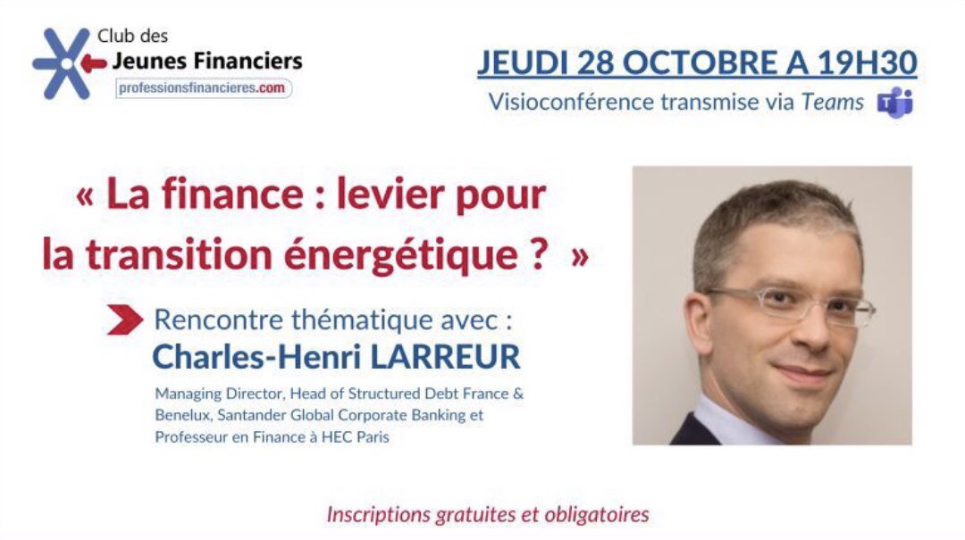 📢  [Event OnLine ] - La #finance : levier pour la #transition #écologique ? » 
Inscrivez-vous vite 👉 bit.ly/3CYI2Vt