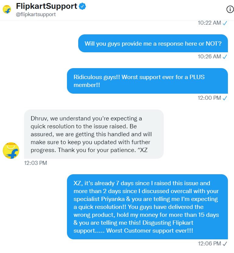 mangukiadm's tweet image. @flipkartsupport Look at the image and your responses to it! Shameless customer support team blaming the customer for an intentional mistake by @Flipkart #flipkartchorhai #worstcustomersupport #poorresponse #NoValueforPLUSmember