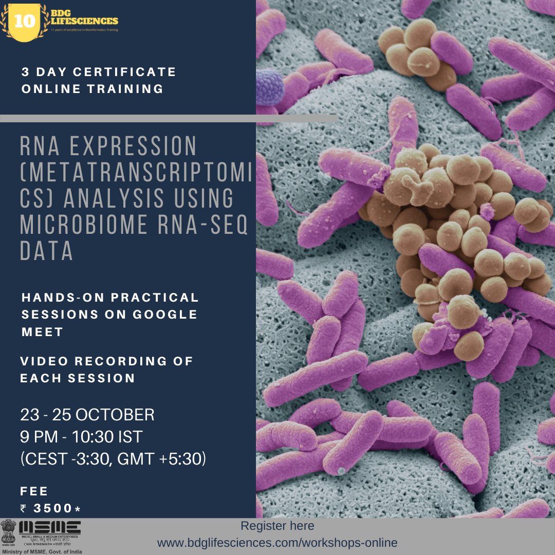 biodiscovery's tweet image. #METATRANSCRIPTOMICS | RNA expression analysis using #microbiome #RNAseq data | 3-Day Technical Complete Hands-on Certificate Online Training

Registration bdglifesciences.com/workshops-onli… 
#itsdifferentbybiodiscovery #biotechnology  #bioinformatics #microbiome #metagenomics #microbiology