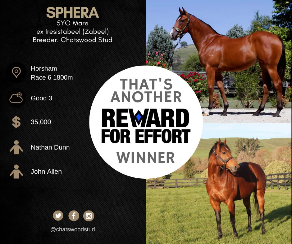 A double at Horsham for Reward with Sphera leading all the way for <a href="/Horsebreaker/">C1keeee</a>. Bred and sold by Chatswood at <a href="/inglis_sales/">Inglis</a> Premier Book 2.