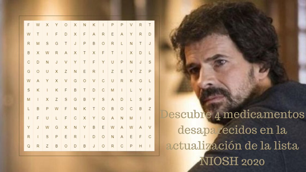 En el viaje hacia la actualización de la NIOSH 2020, la lista ha perdido algún que otro medicamento 🧐 ¿Puedes ayudar a Julián Martínez a encontrar a 4 de ellos?
#sefh21 #medicamentospeligrosos @66CongresoSEFH <a href="/gedefo_sefh/">GEDEFO</a> <a href="/GrupoNutri/">Grupo Nutrición SEFH</a>