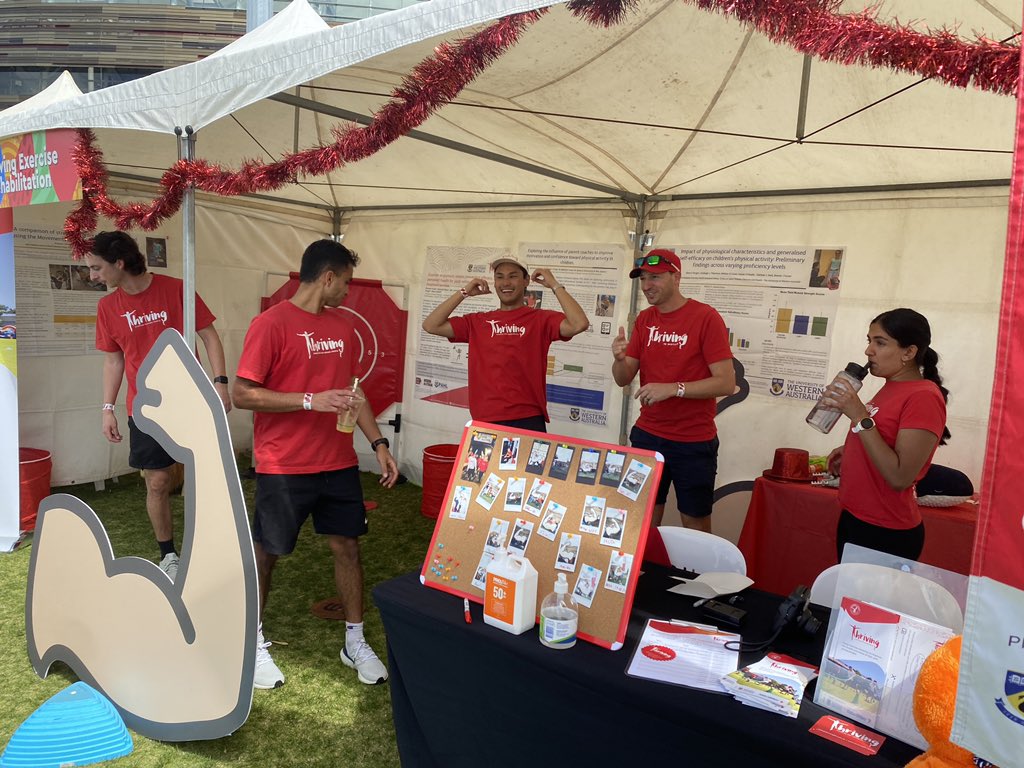 Spending a sunny Sunday checking out the awesome work of <a href="/ThrivingMotion/">Thriving in Motion</a> team at <a href="/Telethon7/">Telethon</a> Family festival.

Our #exercise services for WA kids and much of our research would not be possible without the support from #Telethon7 🙌 

Good cause + friends + fun ✅
