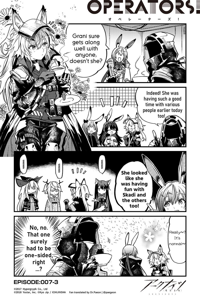 English Fan translation of [Arknights OPERATORS!] Episode 007-3

🐰 [Grani sure gets along well with anyone, doesn't she?]

#Arknights #OPERATORS_EN 