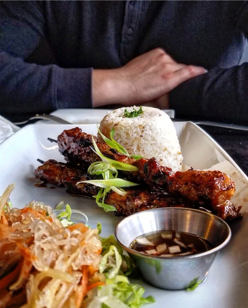 BBQ Pork Skewers, garlic rice, and pickled raw papaya salad. You get a bit of sweet, salty, and sour all in one dish. So good!
We're open today till 4pm!