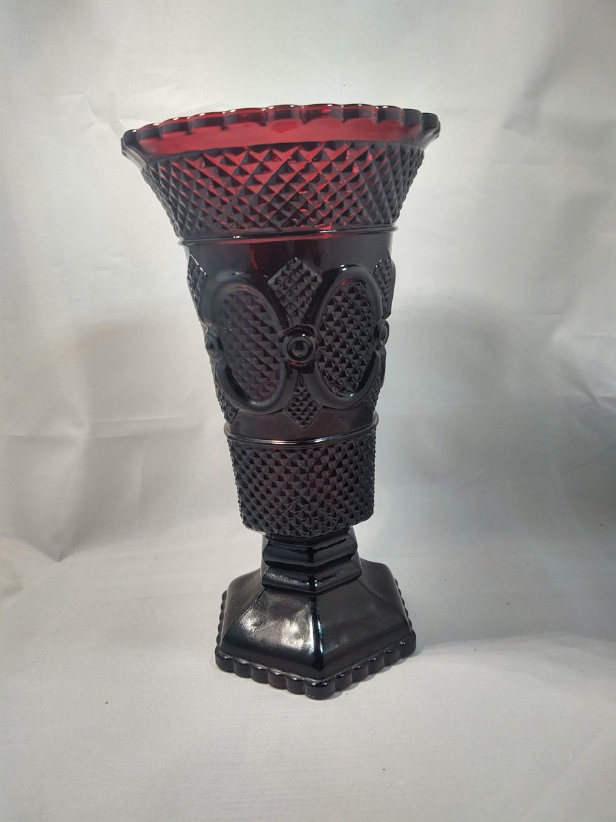 Excited to share the latest addition to my #etsy shop: Avon Cape Cod Collection 8'' Flower Vase etsy.me/30Blo7N #red #christmas #avoncapecod #capecodred #christmasdecor #romanrosette #holidaydecor #avonglass #vintageavon