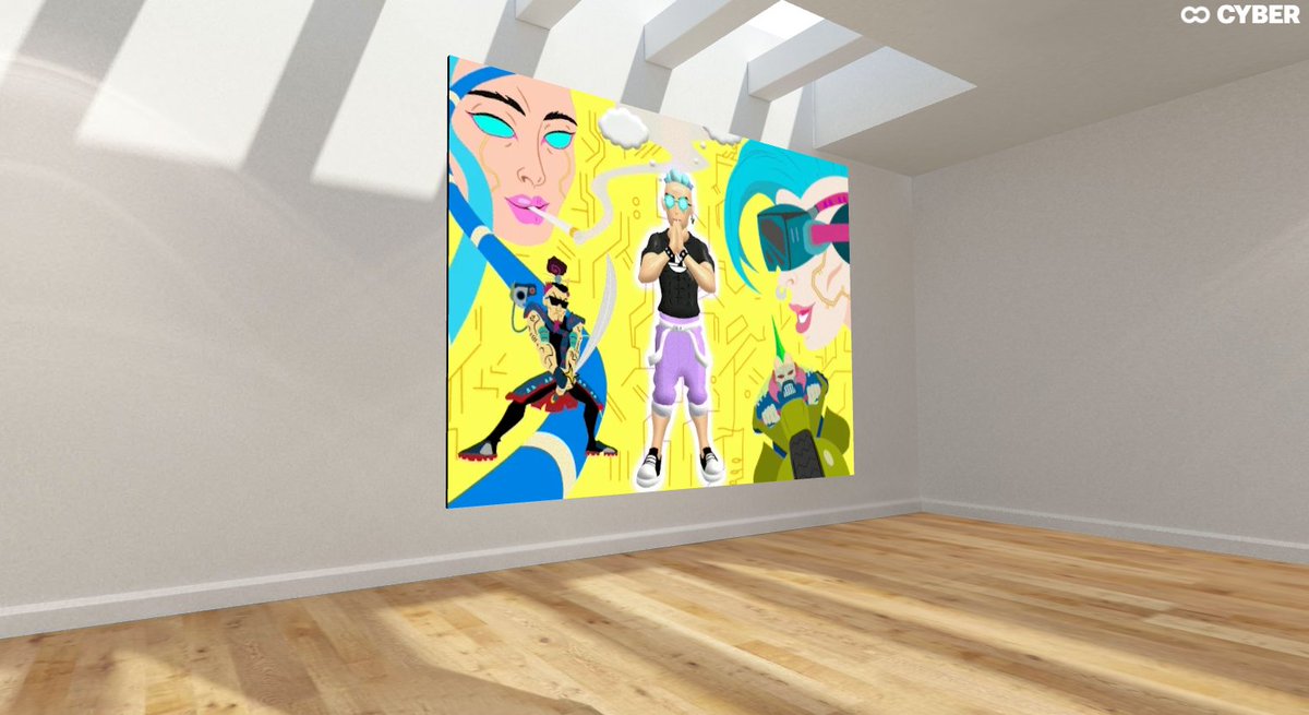 Linking from my HQ in #Decentraland to the @oncyber_io gallery where my custom <a href="/Neurominter/">Neurominter</a> piece is presented in a higher resolution. This is the #metaverse emerging as per its definition - #experiments 
play.decentraland.org/?island=Ije5v&…