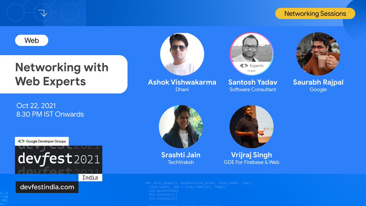 Do you have questions related to your career &amp; are looking for expert advice? 

Join us with experts in #Web, #Mobile and #ML tracks for a Fireside chat 🤩

👉Oct 22 | 8:30 PM IST

Note: Exclusive for registered attendees only, so hurry up &amp; register at devfestindia.com
