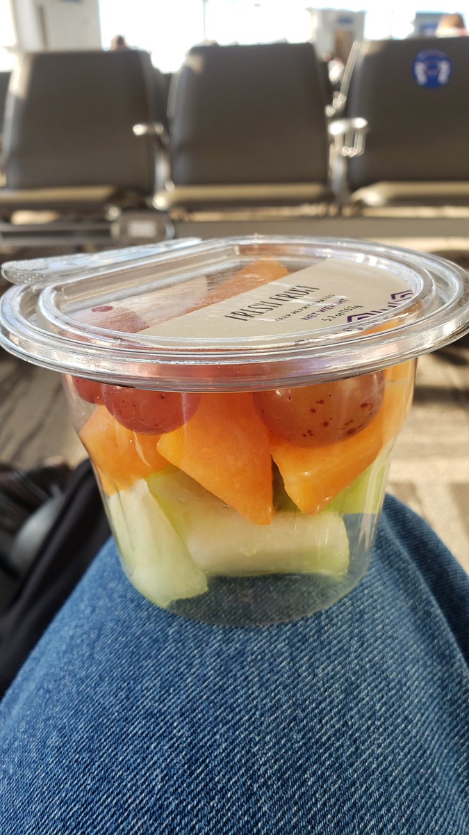 When you combine traditional airport gouging with inflation, this is what you get. Fruit cup: $6.63.
