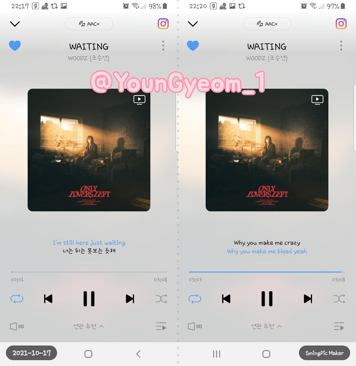 YounGyeom_1's tweet photo. [210]
17 OCT 2021, 22.17-22.20
#WOODZ #조승연 #OLL #WAITING https://t.co/WZMH3nbzED