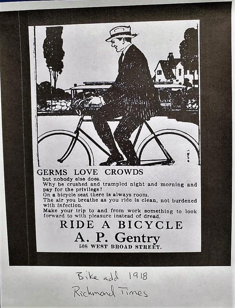 AndreiZodian's tweet photo. #RideABike to avoid #germs #ad from 1918 😎
#2f #oldskule #advertising #biketo #richmondtimes #bicycle #healthy #health #biking #rideabicycle #marketing #oldads #retro #pandemic #infection #isolation #Covid19 https://t.co/yYd5zaAcjQ