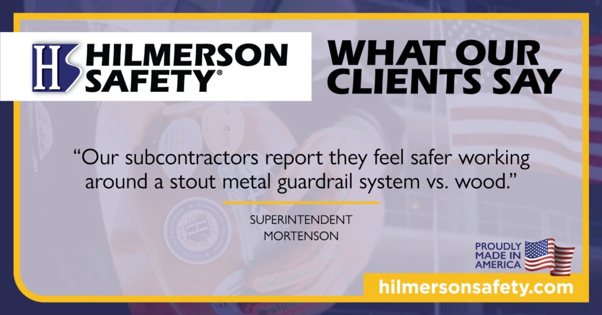 What our client, M. A. Mortenson Company, has to say about Hilmerson Safety Rail System™.

952.239.0125
info@hilmersonsafety.com

#safetyrail #guardrail #fallprotection