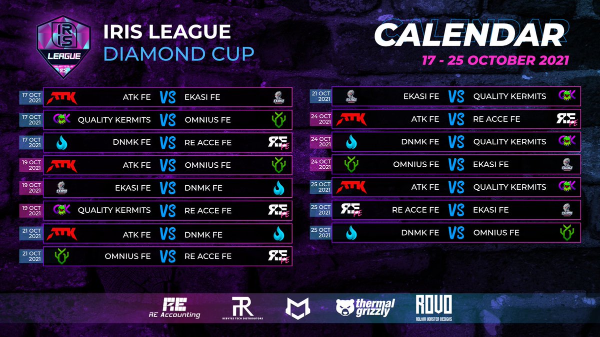 re_acce's tweet photo. Diamond Cup Schedule! Live streamed match every round.
Diamond cup will be BO3 matches. Top 4 teams at the end will advance to the Semi-Finals and Finals.
All matches will be streamed on Twitch: https://t.co/AT1W6Dt2hN
#iris #femalecsgo #reacce #girlpower #SAesports #csgo https://t.co/TEjHJSb6jq