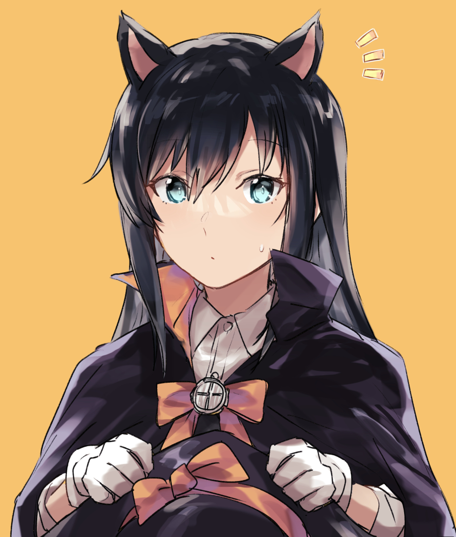 asashio (kancolle) ,asashio kai ni (kancolle) 1girl black hair animal ears long hair solo hat white gloves  illustration images