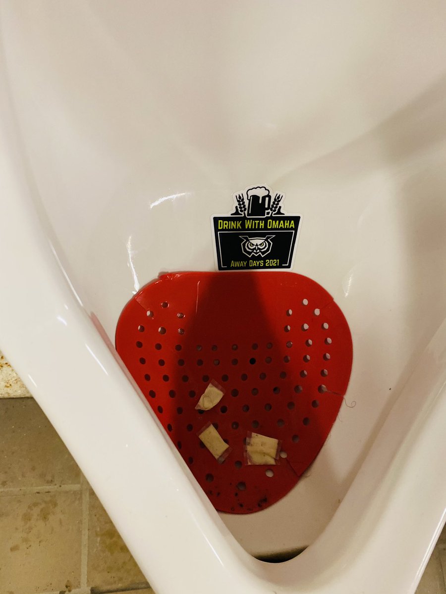 zlaka_84's tweet photo. Irruption Tour 2021 observation from a man who loves stickers & sticker bombing. Someone from Omaha Parliament had to stick their hand in a urinal to place this sticker just so people can pee on it?? @fwdflock #IrruptionTour2021 #FlockOnTour #TakeThePiss #PissPoorPlacement https://t.co/LmayHeRVQk