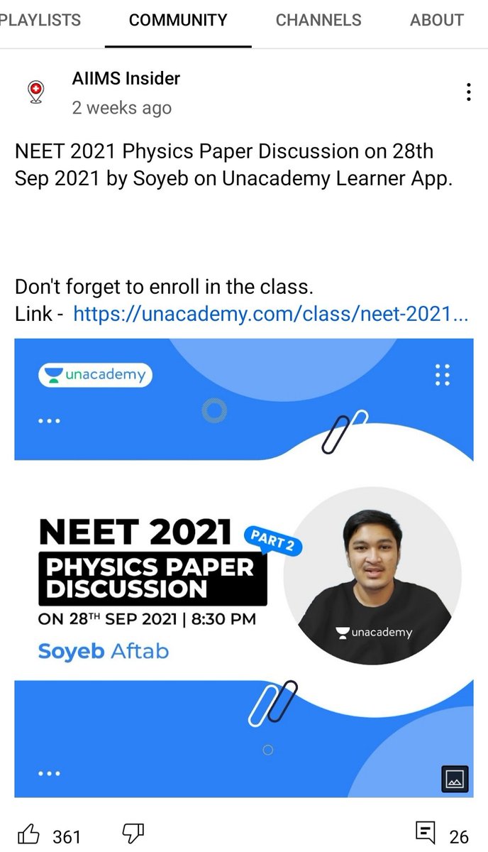 AskAnshul's tweet photo. 1. Video of a derogatory Ram Leela skit was uploaded on YouTube channel - AIIMS Insider

2. Channel run by Soyeb Aftab

3. If you check description &amp; community of this channel, you'll find it's linked to Unacademy

4. Unacademy even provides code- SOYEB to join their test series https://t.co/oX2R4Yo1vX
