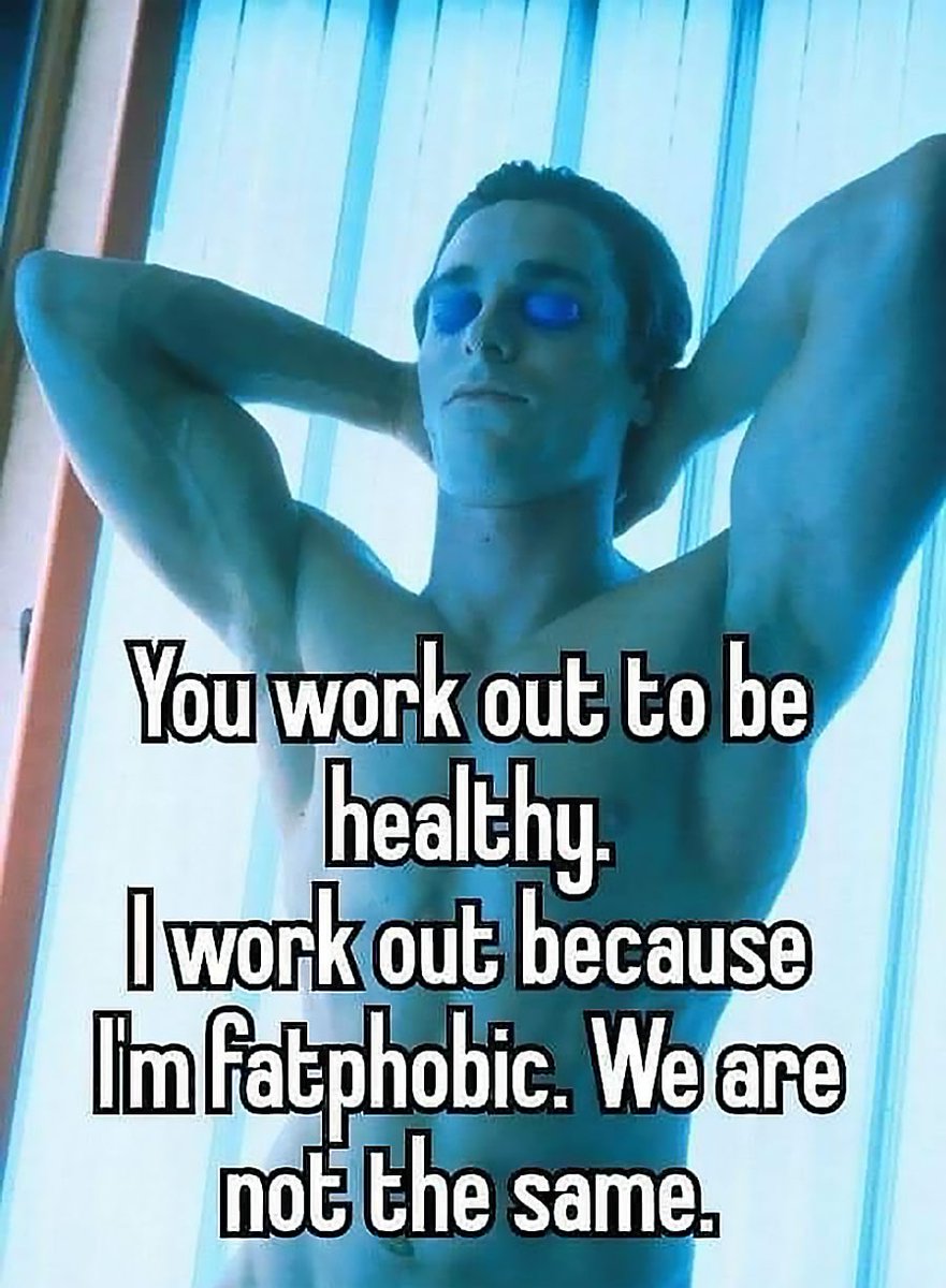 I like go to the gym. Fatphobic. If you go to the Gym you support fat shaming. If you go to the Gym you are fatphobic meme. If you work out.