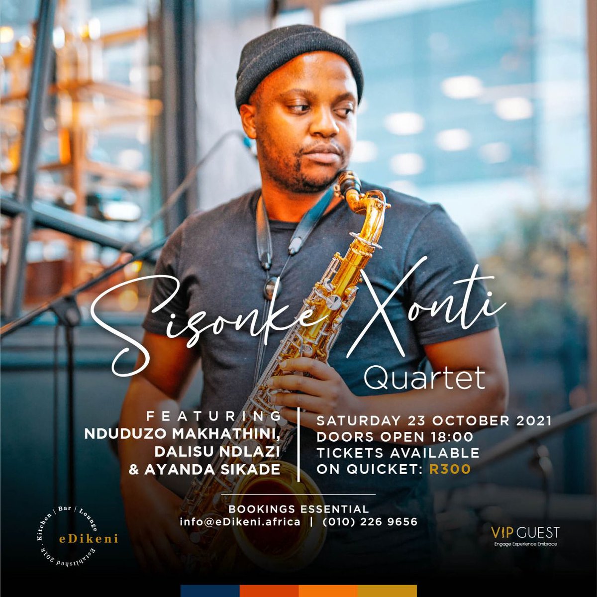 Excited to get the opportunity to play my music for YOU. Next week Saturday at Edikeni_sandton  I'll be playing some new and old material with amazing musicians. Come through and enjoy some live music. Tickets are available from Quicket 

quicket.co.za/events/154761-…