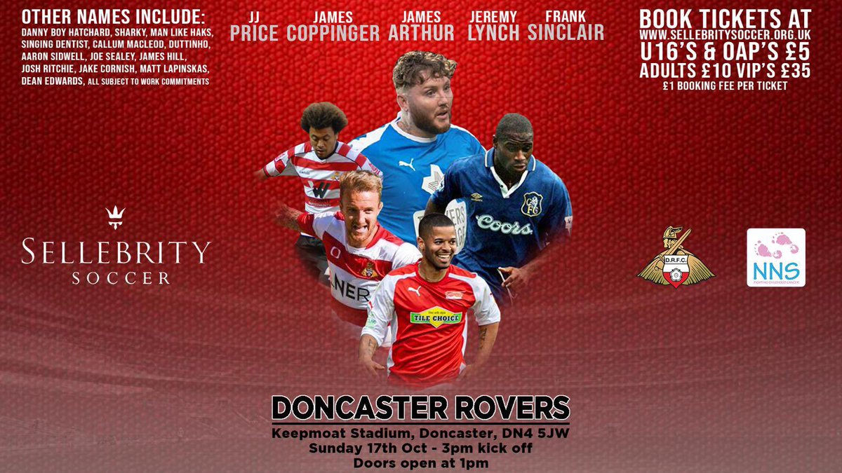 JHill_Official's tweet photo. ⚽️ TODAYS CELEBRITY MATCH 
📍Doncaster Rovers Football Club

You can Pay on the Day today at the stadium from 1pm for our celebrity football match @sellebrity_uk 
@drfc_official @NiamhsNextStep 
See you there ⚽️⚽️ https://t.co/hy1lpfOpU2