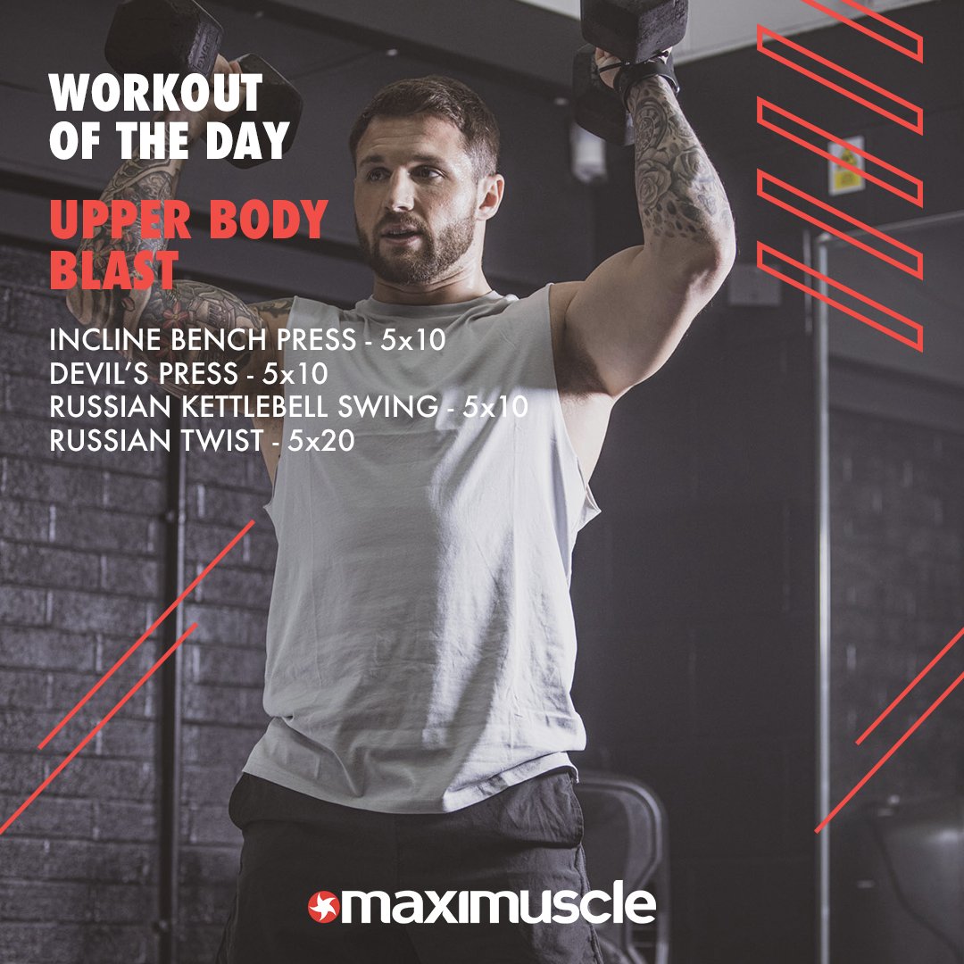 Maximuscle's tweet photo. End your weekend off right with this WOD! Upper Body Blast with Dan Lambertπ₯
Hit save and tag a friend to try this WOD out with!
#Maximuscle #Workout #WorkoutMotivation #Fitness #WOD #WorkoutOfTheDay #WeekendWorkout https://t.co/mg5ai9ARp5