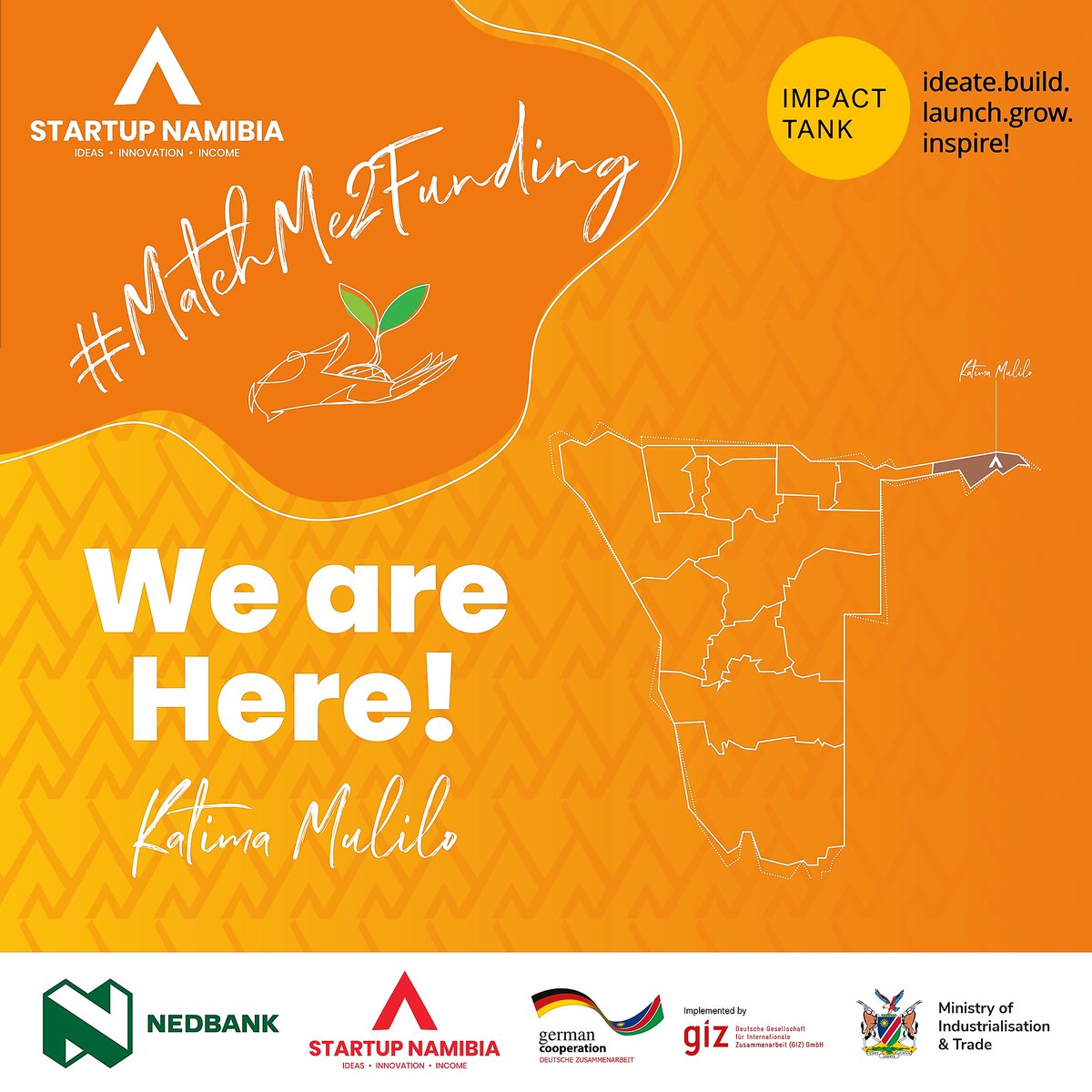impact_tank's tweet photo. Katima Mulilo we are here!
We are actively choosing to change the future one business idea at a time.
Let’s get you matched!
#startupnamibia #impacttank #MatchME2Funding https://t.co/FghdzfDIji