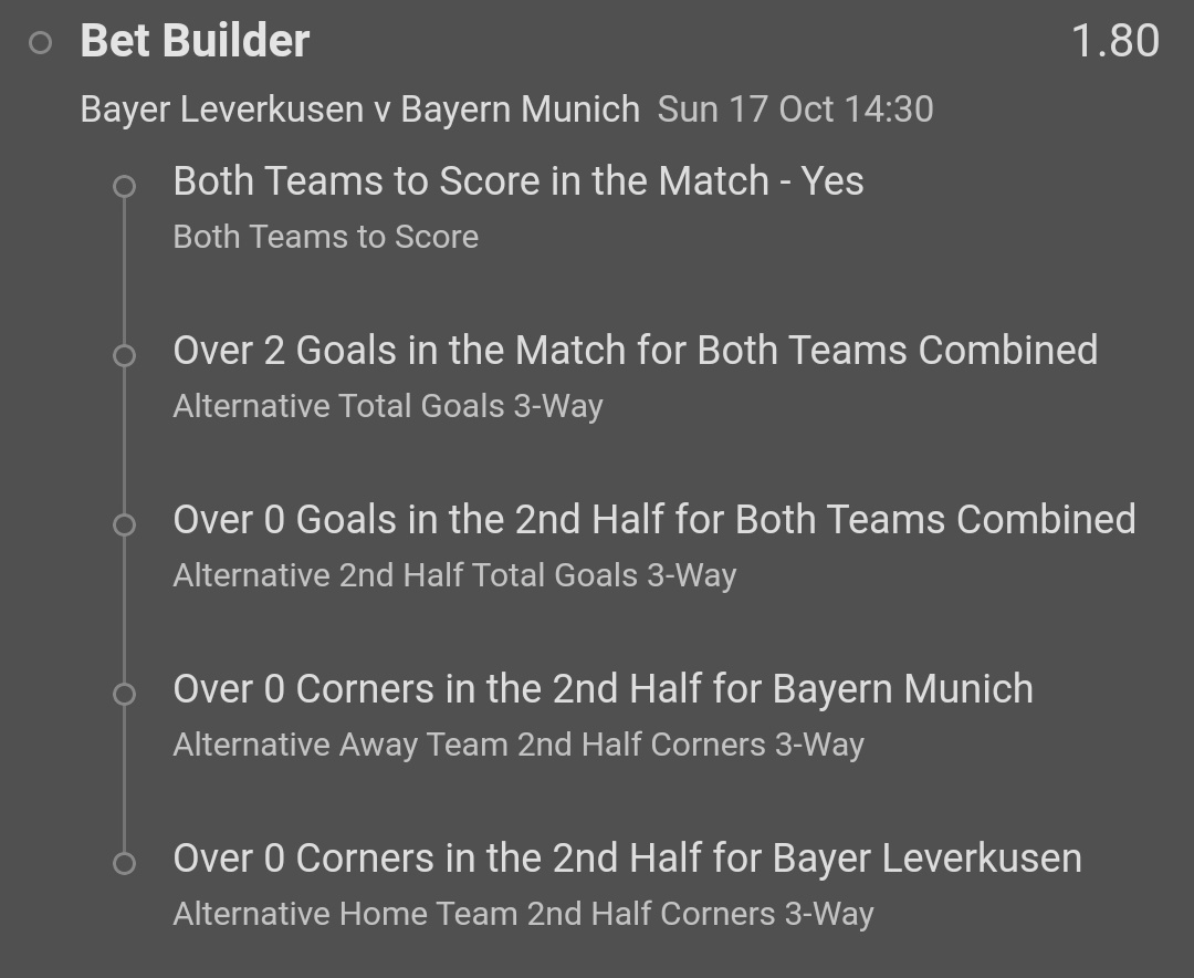 sbettsss's tweet photo. ✨ Bundesliga ✨ 🇩🇪

#PreMatchSingle
#Bundesliga

🏟️: Bayer Leverkusen 🆚 Bayern Munich
💰: 0.75 U
⌛: 1.80
⏰: 14:30 UK
📝: Bet Builder

Good luck if you follow...👍 https://t.co/gpScpj6tCe