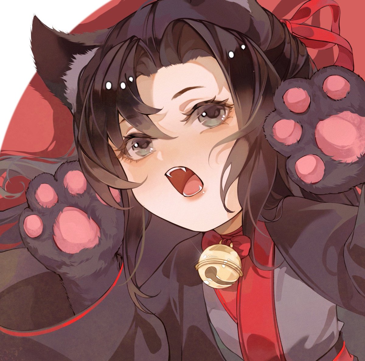 marnie (pokemon) 1girl solo bell animal hands animal ears open mouth neck bell  illustration images