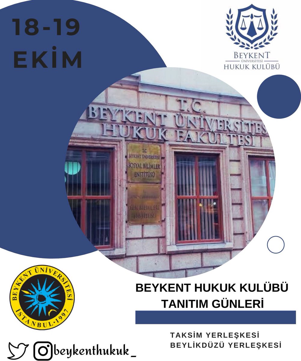 beykenthukuk_'s tweet photo. 2021-2022 Eğitim-Öğretim yılı Beykent Hukuk Kulübü tanıtım standı açılışımız Beylikdüzü ve Taksim Yerkeşkesi'nde olmak üzere saat 10.00'da gerçekleşecektir. Kulüp hakkında bilgi almak soru ve görüşlerinizi bizlerle paylaşmak için hepinizi standımıza bekleriz. ✨🎈 https://t.co/i1vExV8KwS