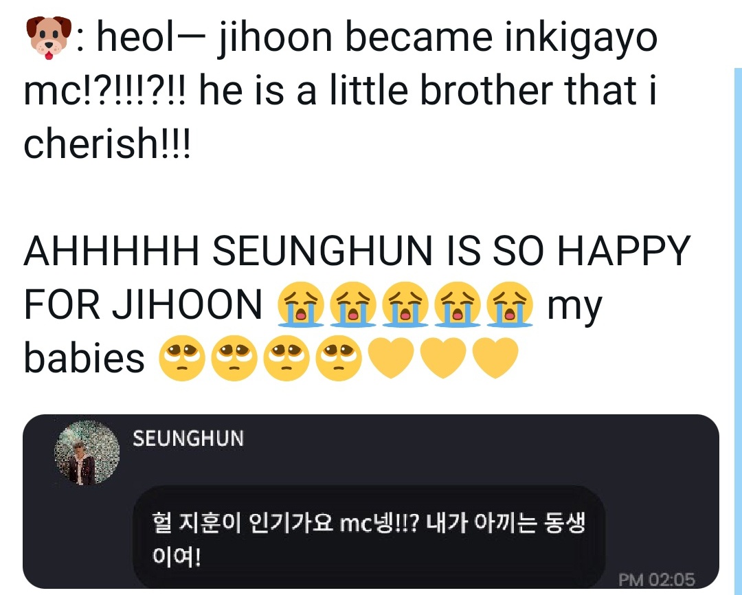 jihamihan's tweet photo. been reciting so many variety manifestations lately and #2HOON is near the top of my list
anw, seunghun, please tell jihoon to go home to Busan (╥﹏╥) https://t.co/7DnXi1MIWP